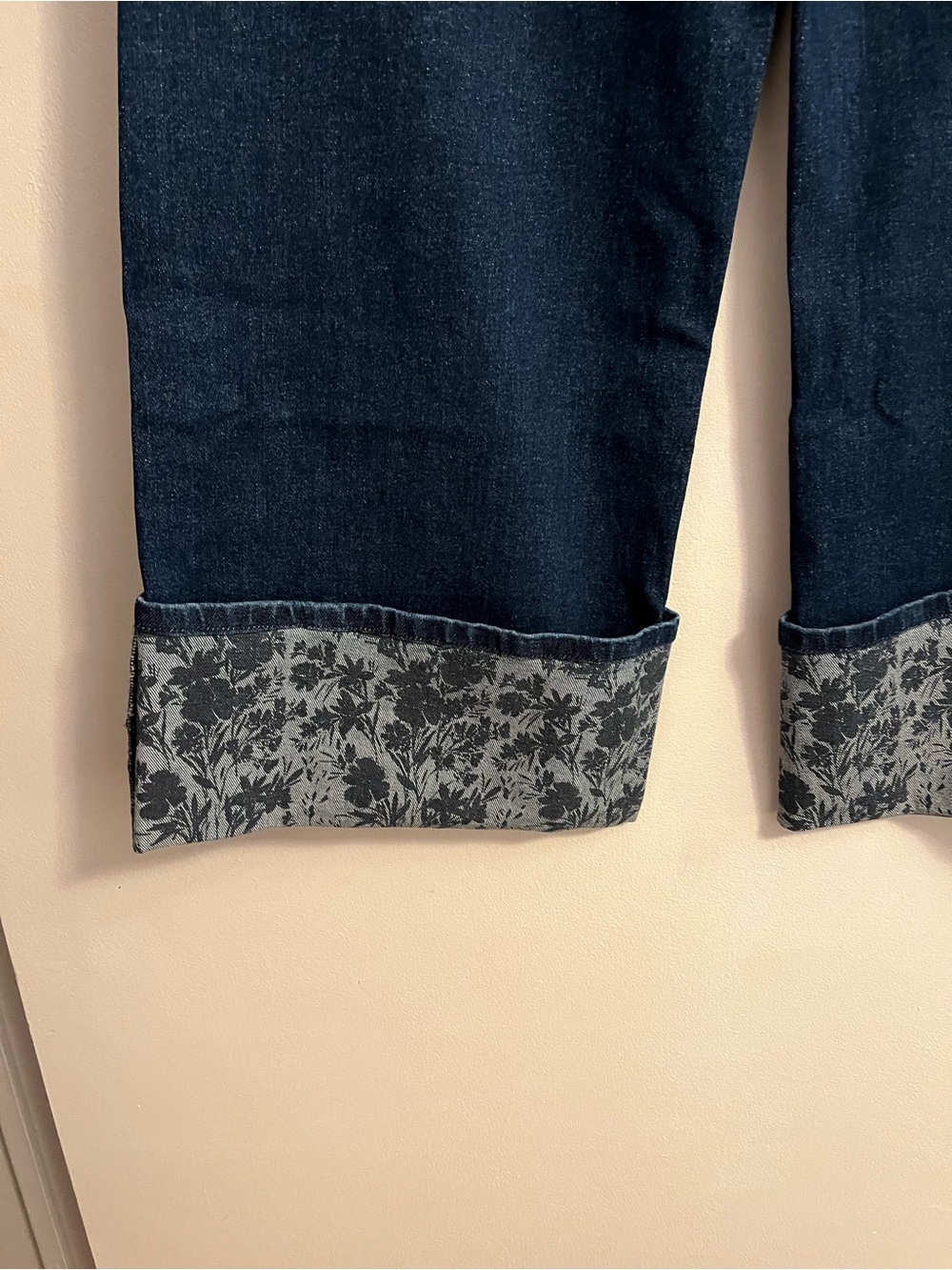 GAP Dark Indigo Cropped Jeans with Floral Cuff